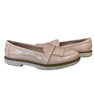 Clarks Raisie Theresa Dusty Pink Patent Leather Fringe Loafers Size 10